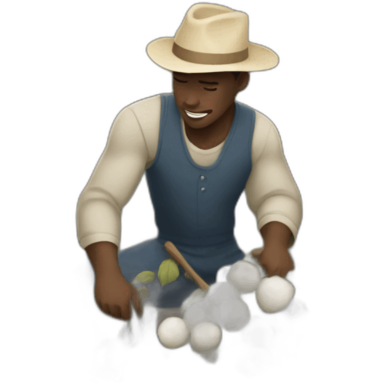 Black man picking cotton emoji