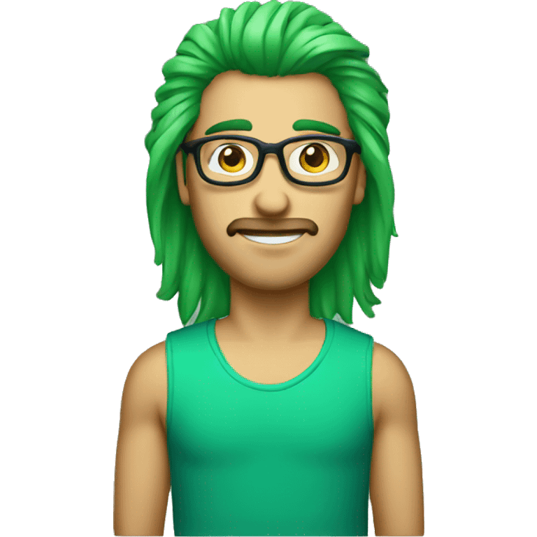 a guy with a green mullet and glasses emoji