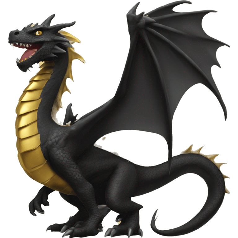 Big black dragon with small gold dragon next to it emoji