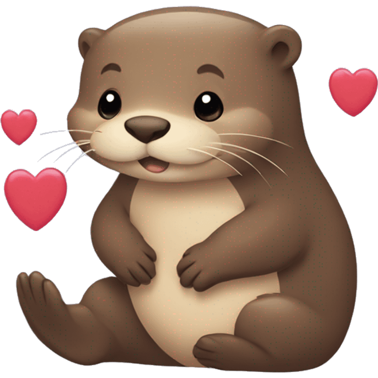 otter-in-love-with-hearts-around emoji