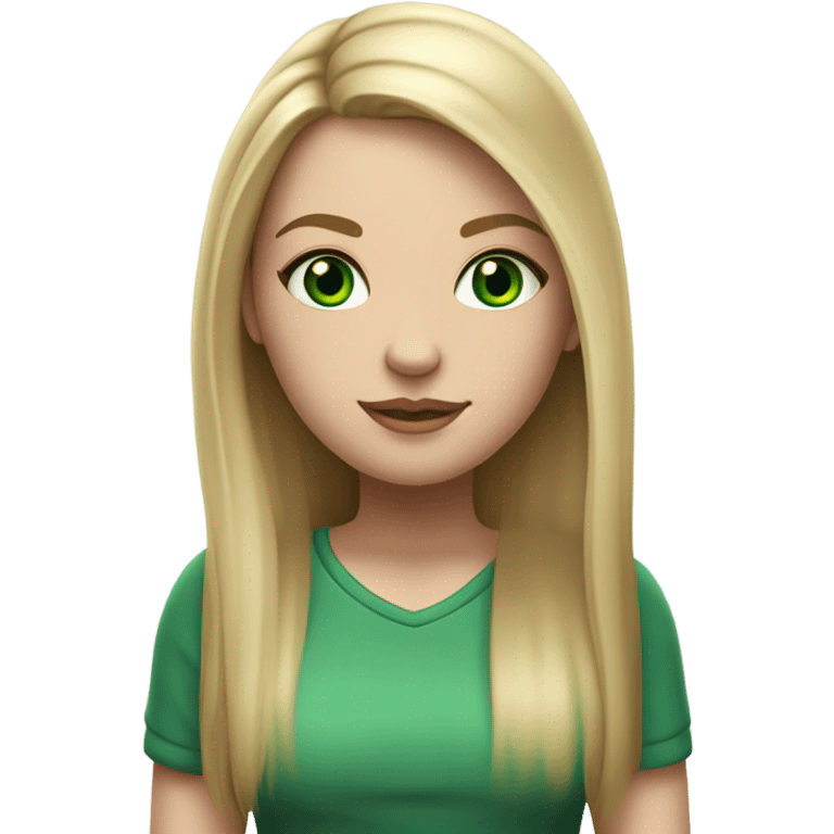 Realistic White girl with Long straight blonde hair, green eyes, tattoos, full body emoji