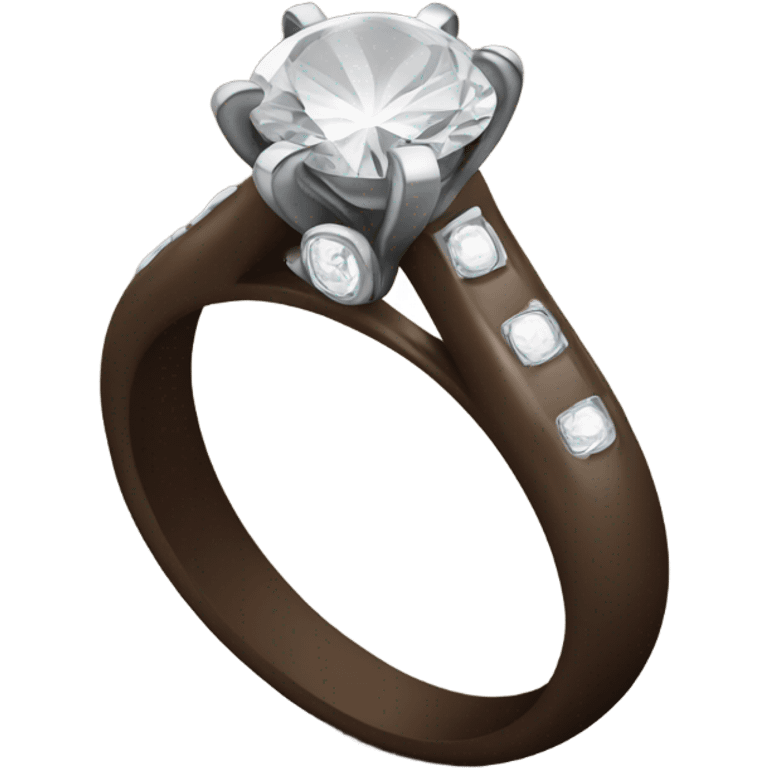 Engagement ring on dark brown hand emoji