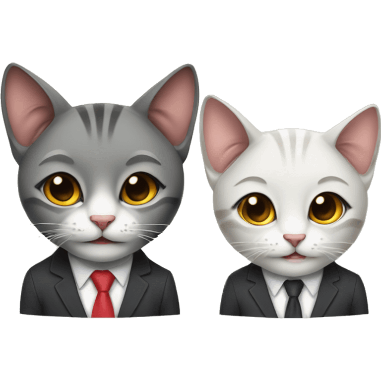 2 African American smiling cats well-dressed wearing headsets  emoji