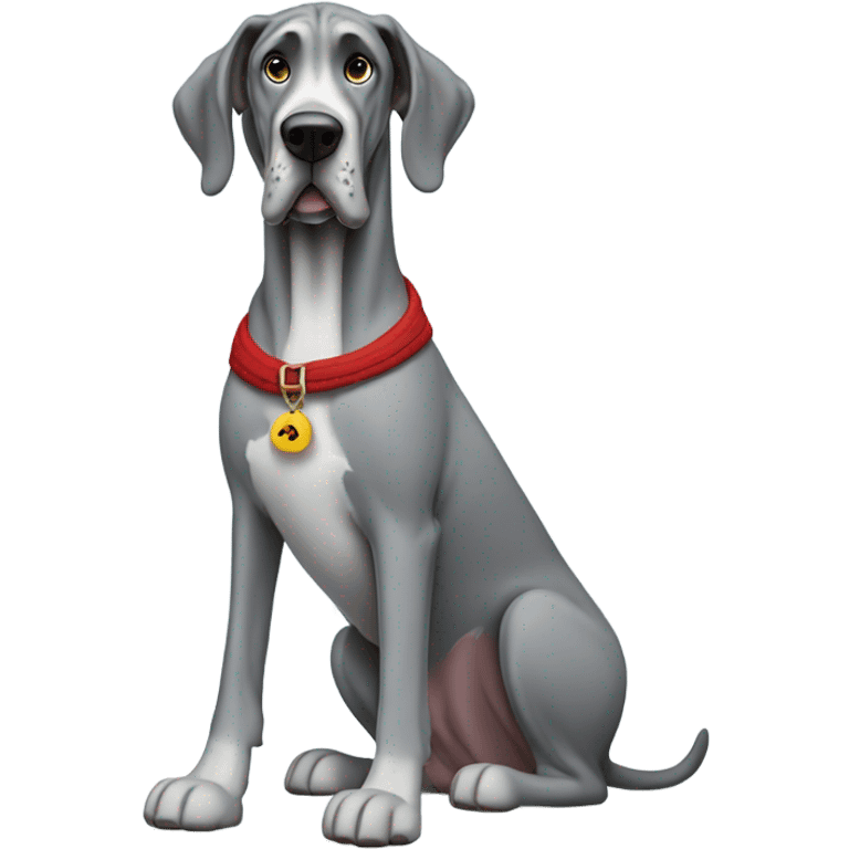 Grey great dane with human winter coat emoji