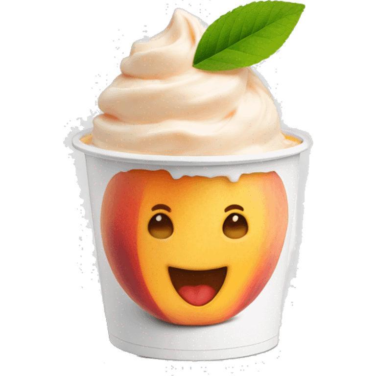 Peach frozen yogurt in white cup emoji