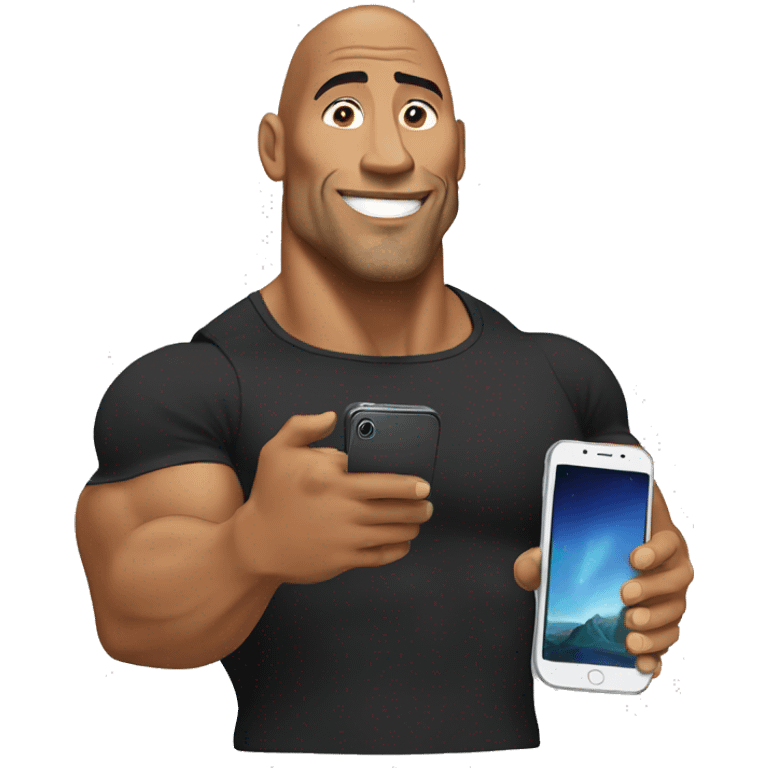 the rock holding a mobile phone emoji