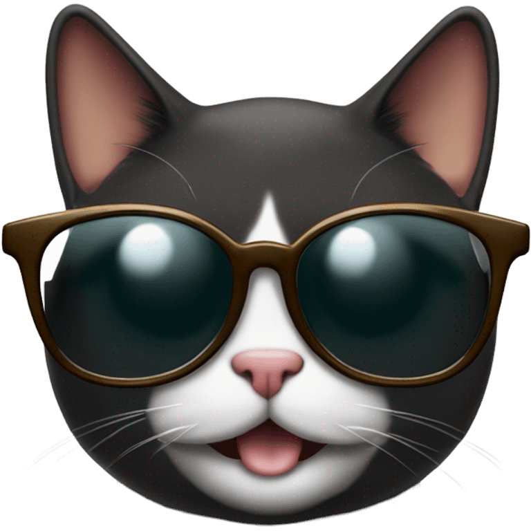 gato negro con lentes de sol tomando un fernet emoji