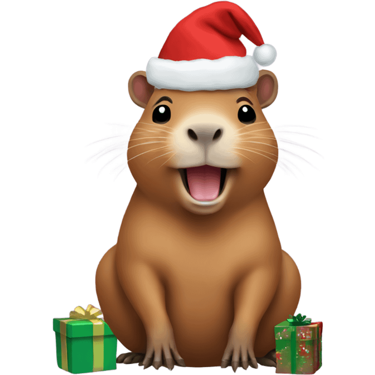 Capybara celebrating christmas emoji