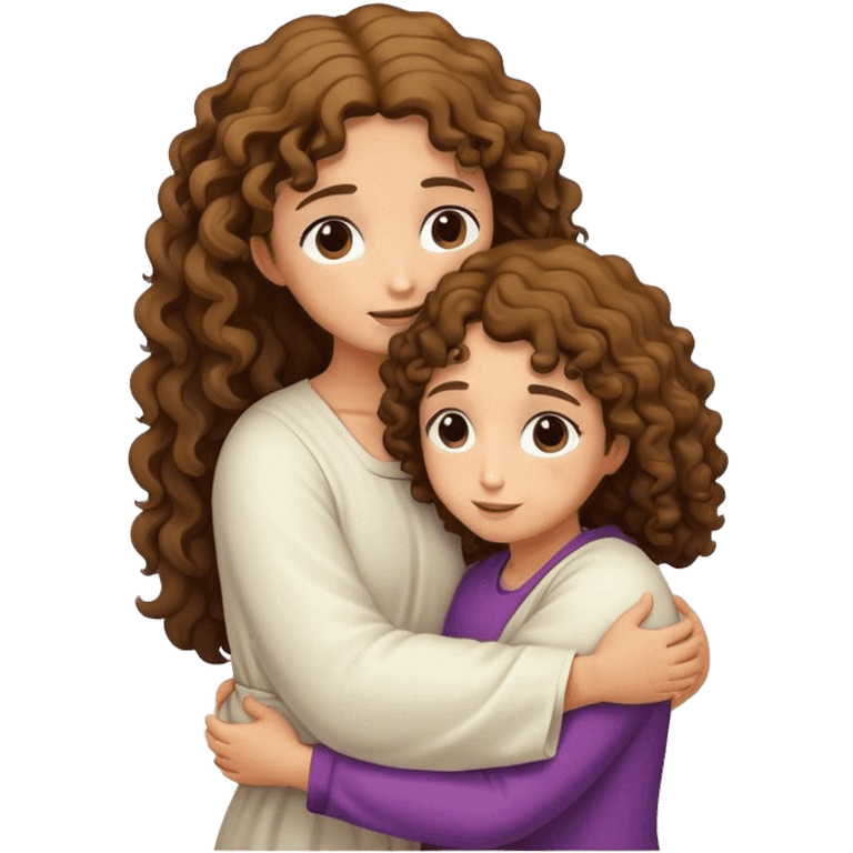 Girl  curly hugging Jesus  emoji