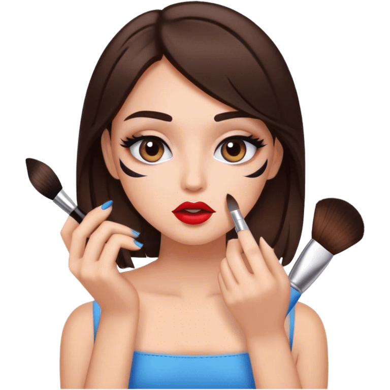 brunette girl doing makeup emoji