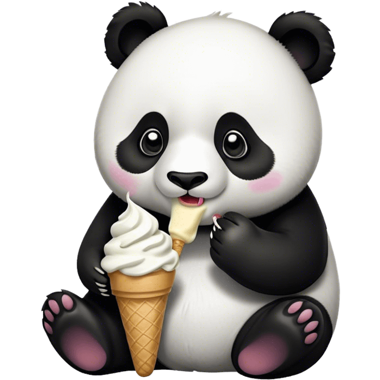 Panda eating ice cream emoji