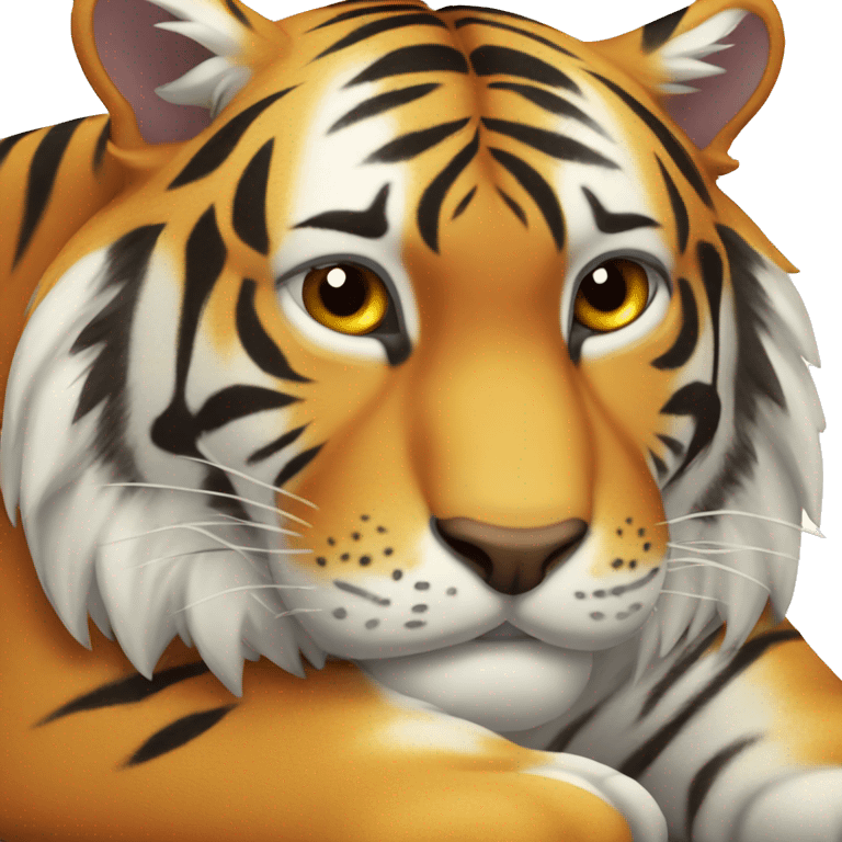 exhausted tiger lying down emoji