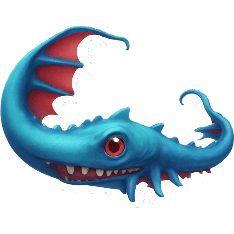 Sea monster Leviathan with blue and red horns emoji