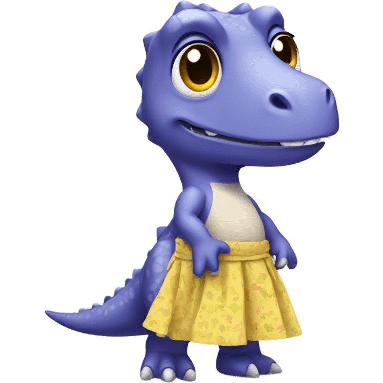 Dinosaur wearing a skirt emoji