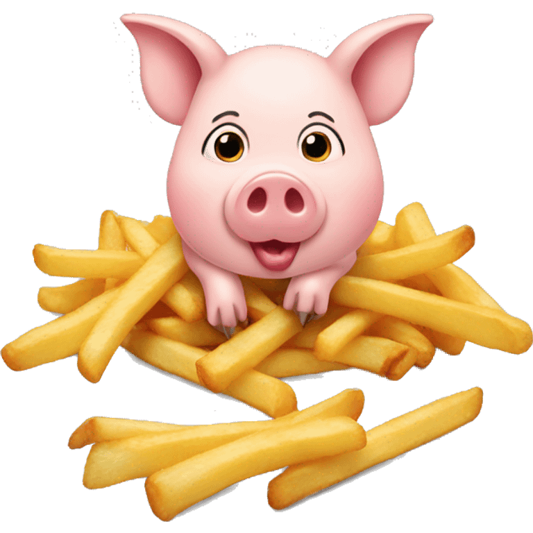 pig eat french fries emoji