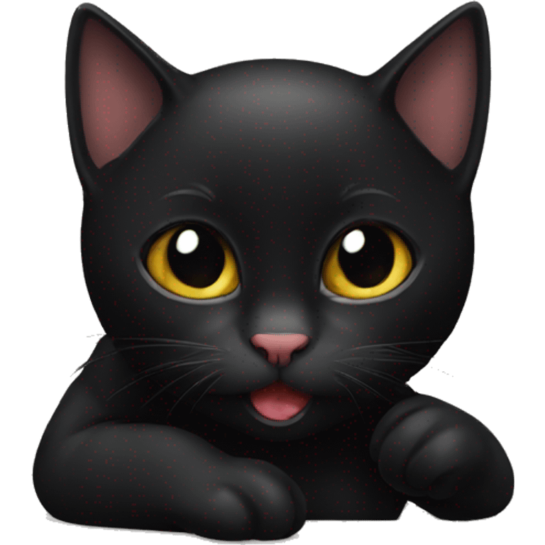 black cat licking its back emoji