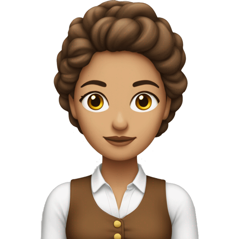 mujer piel clara con pelo melena color marron emoji