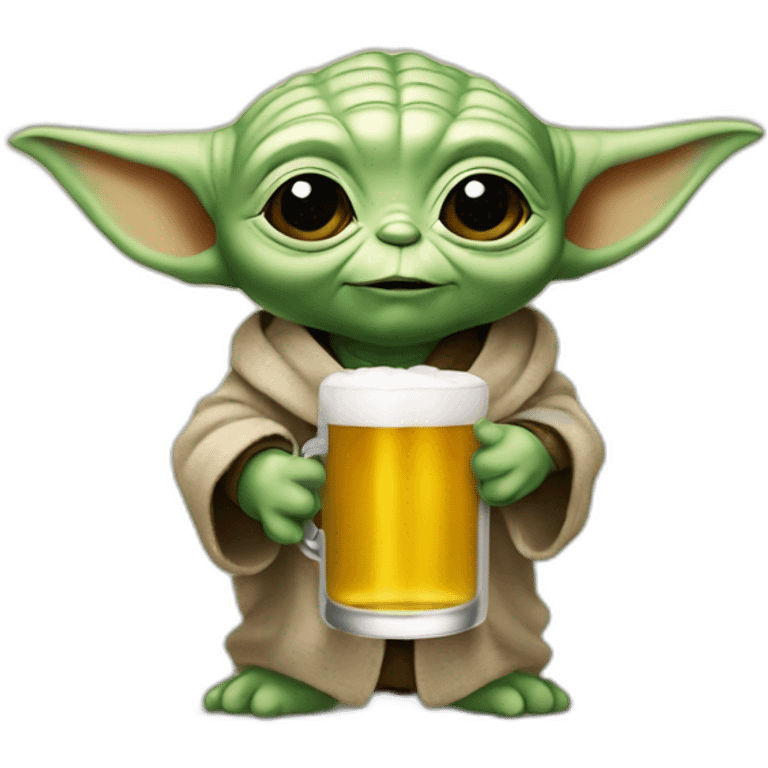 Bébé Yoda qui boit une bière emoji