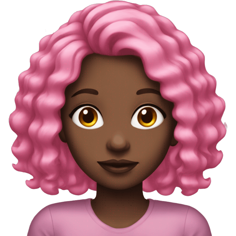 Black girl with pink hair and makeup  emoji