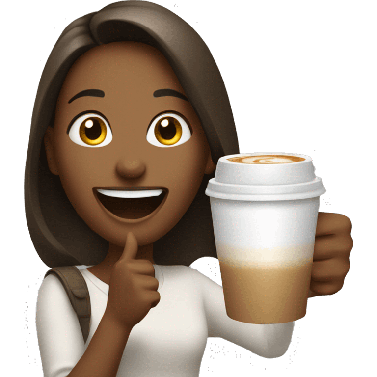 Excited girl with coffee  emoji