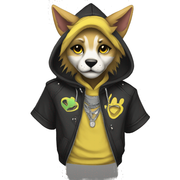 Anthro Punk Fursona Collar Hoodie  emoji