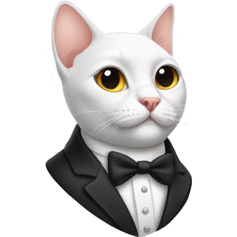 Bald cat in tuxedo emoji