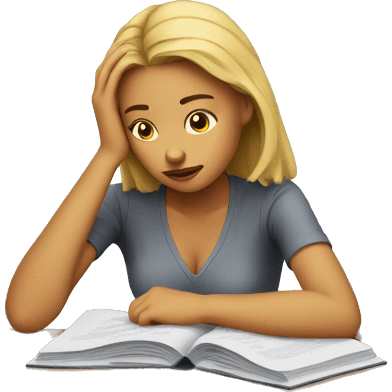 a woman who is sad and studying for college emoji