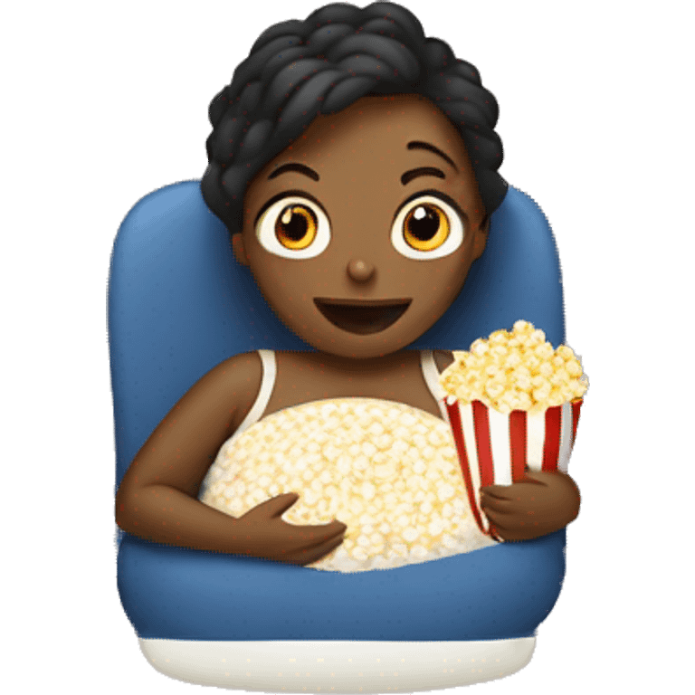 A pregnant lady eating popcorn emoji