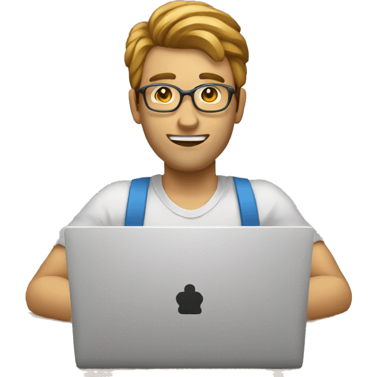 man behind laptop customer support emoji