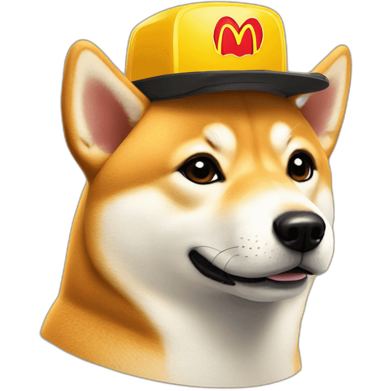 Shiba Inu with a mcdonalds hat emoji