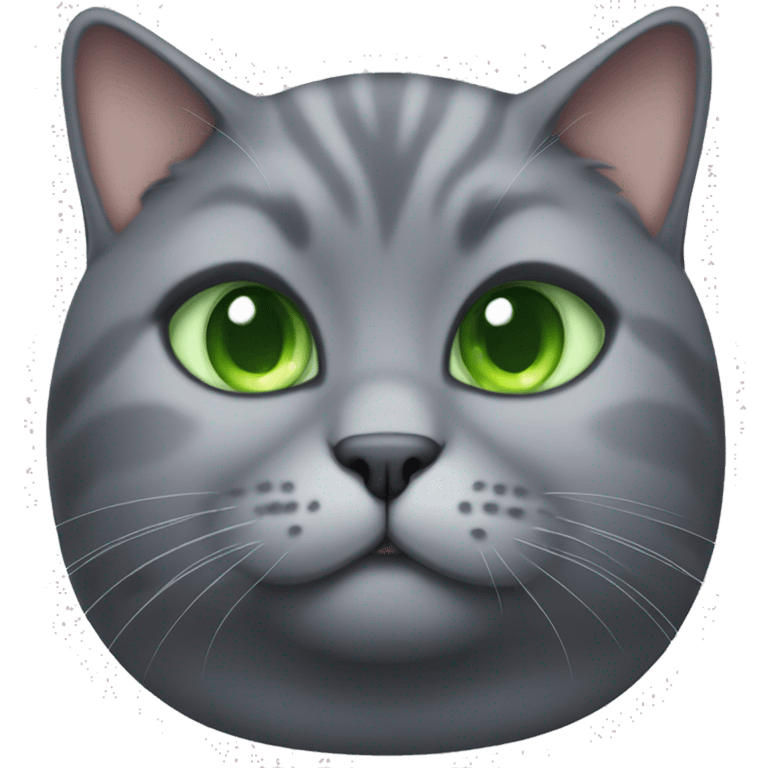 Fat grey cat with green eyes cute emoji