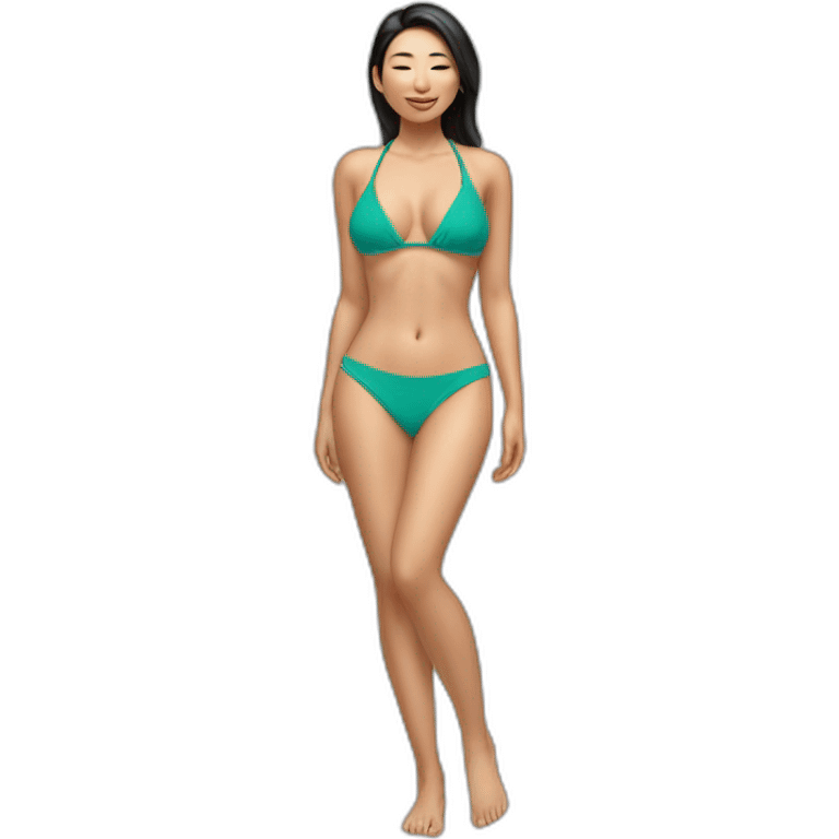 Sexy soft-fit wasian woman bikini (beach body) bed emoji