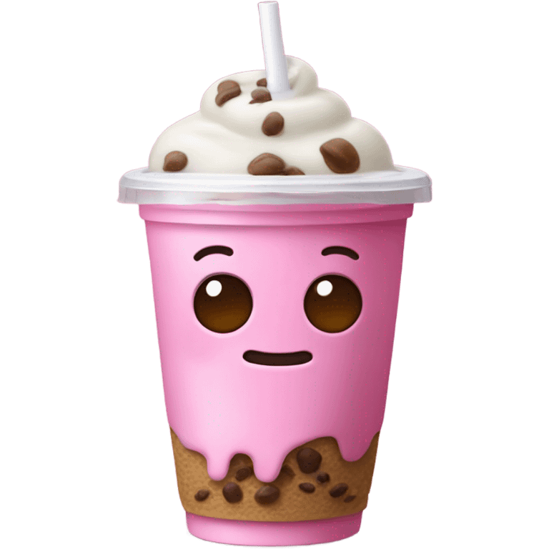 Pink poop emoji drinking boba emoji