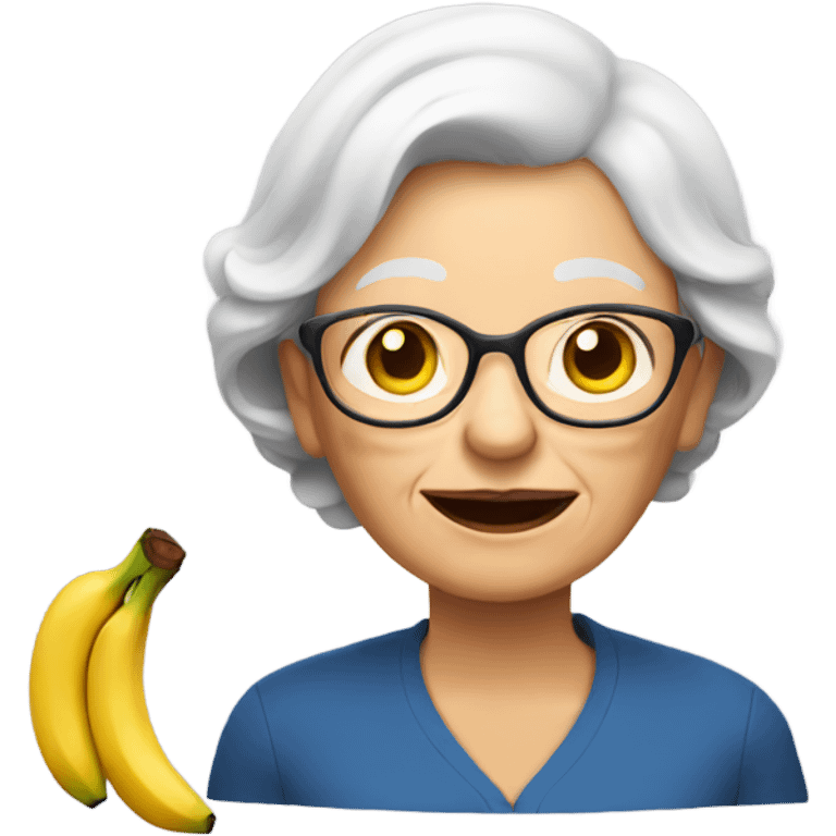 Grandma with banana emoji