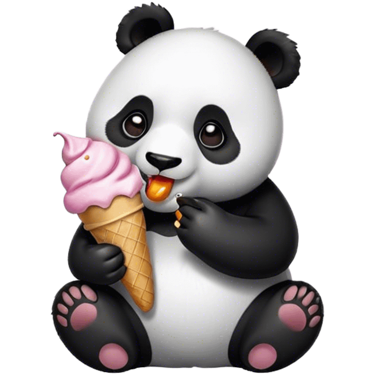 Panda eating ice cream emoji