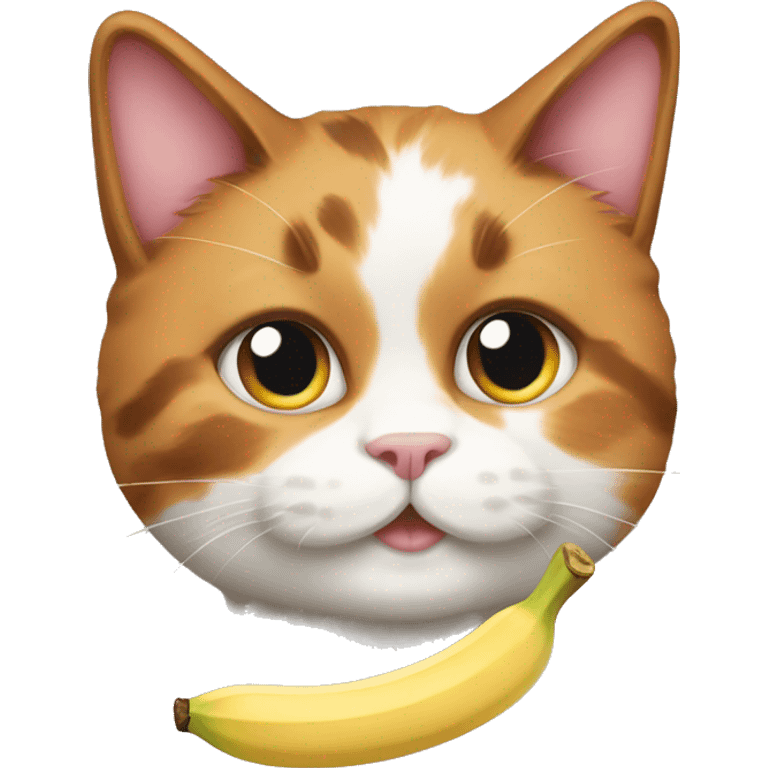 calico cat with banana split emoji