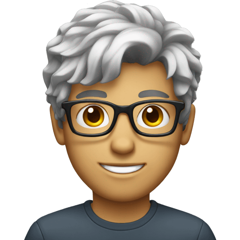 young guy with glasses and salt and pepper hair and short beard emoji