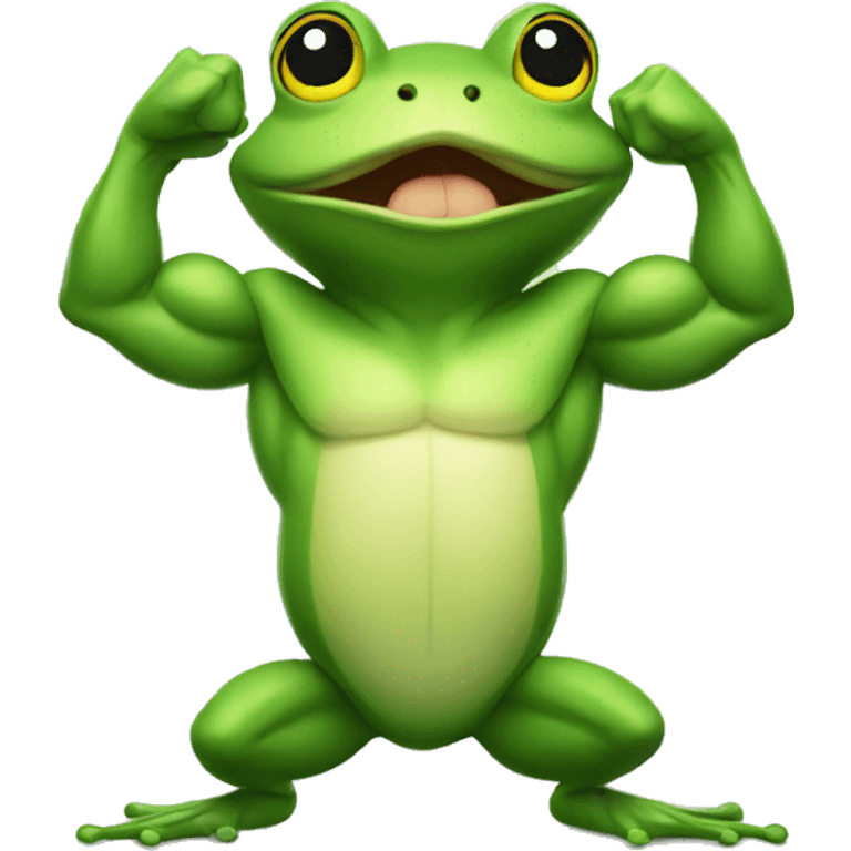 frog flexing muscle emoji