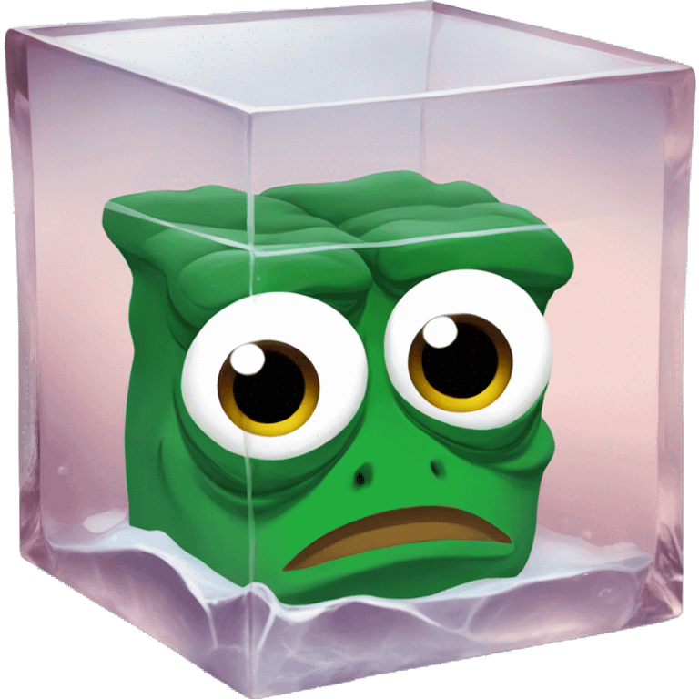 pepe the frog inside an icecube emoji