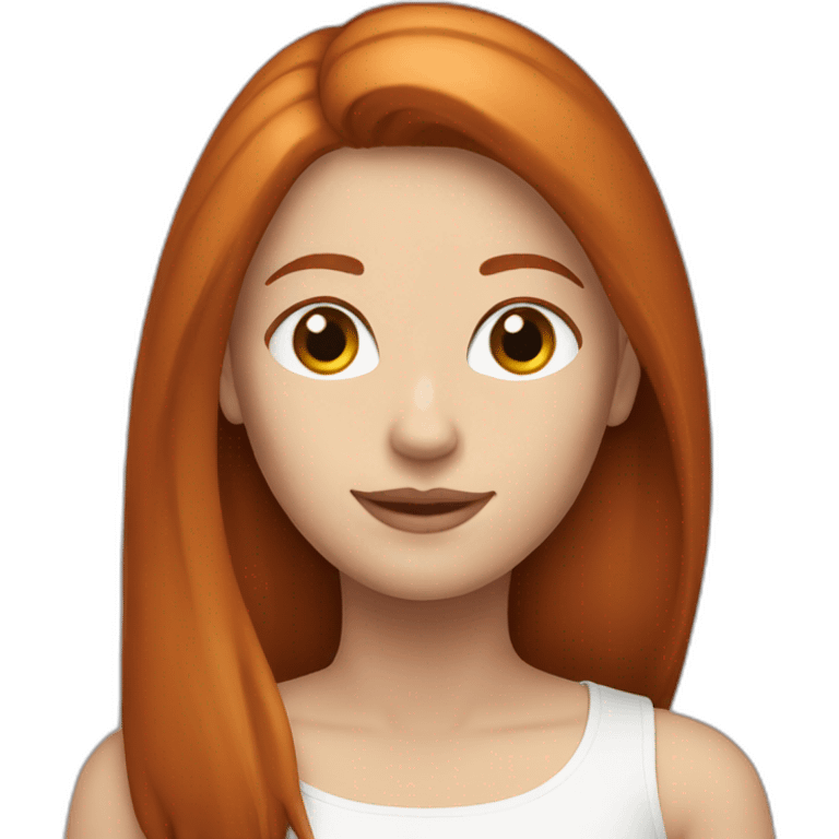 redhead white woman medium long straight hair, in love emoji