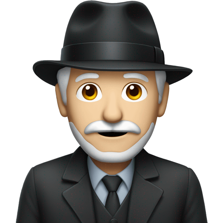 senior man, grey hair and moustache, wearing black trilby hat emoji