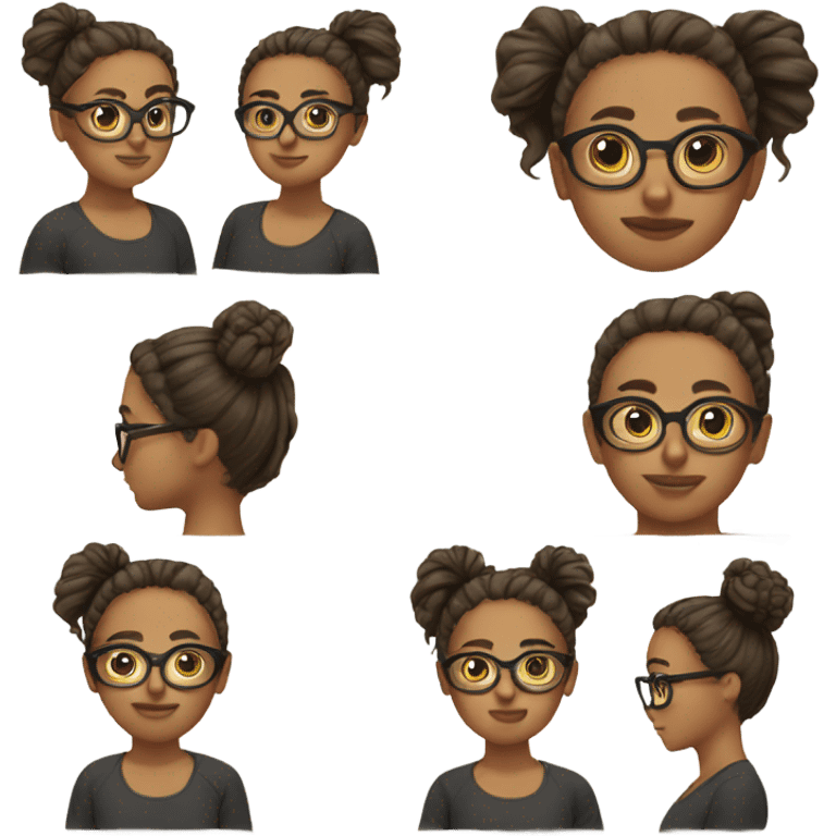 a girl messy buns with glasses emoji