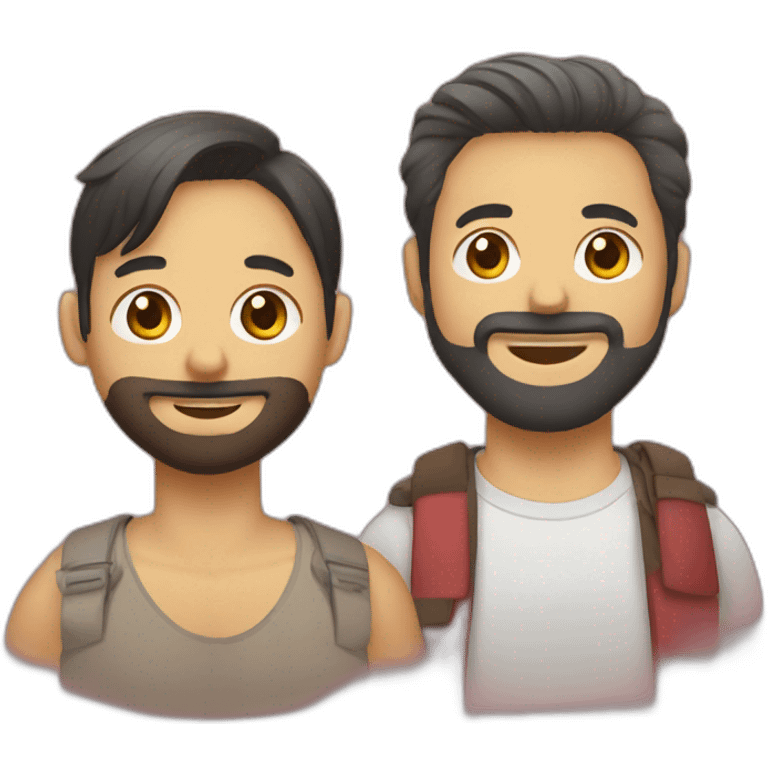 a colombian with a beard and a vietnamese without a beard gay couple emoji