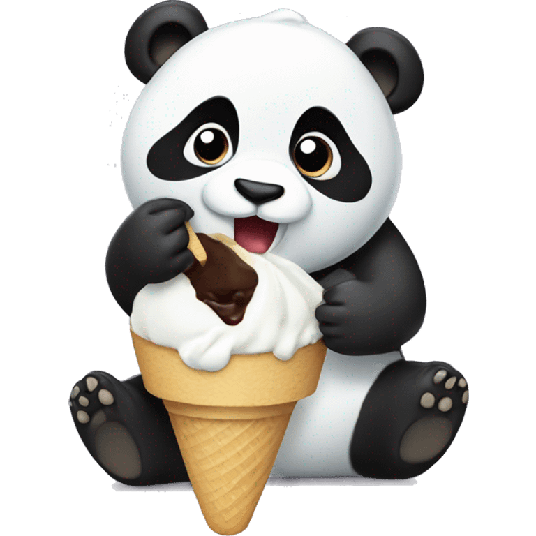 Panda eating ice creo  emoji