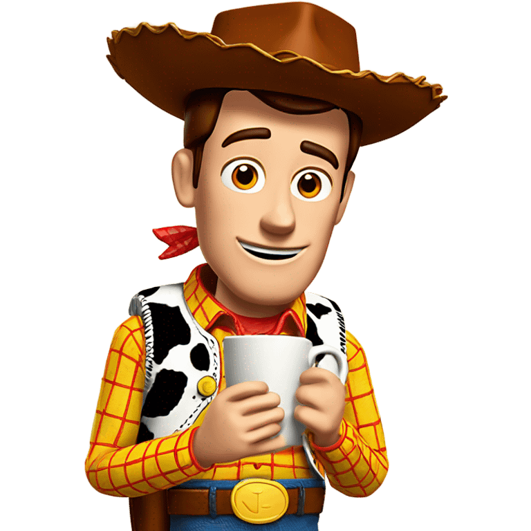 Woody from Toy Story drinking coffee emoji