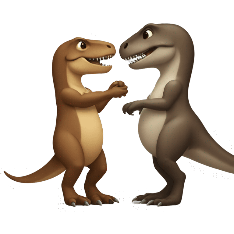 Trex with otter holding hands emoji