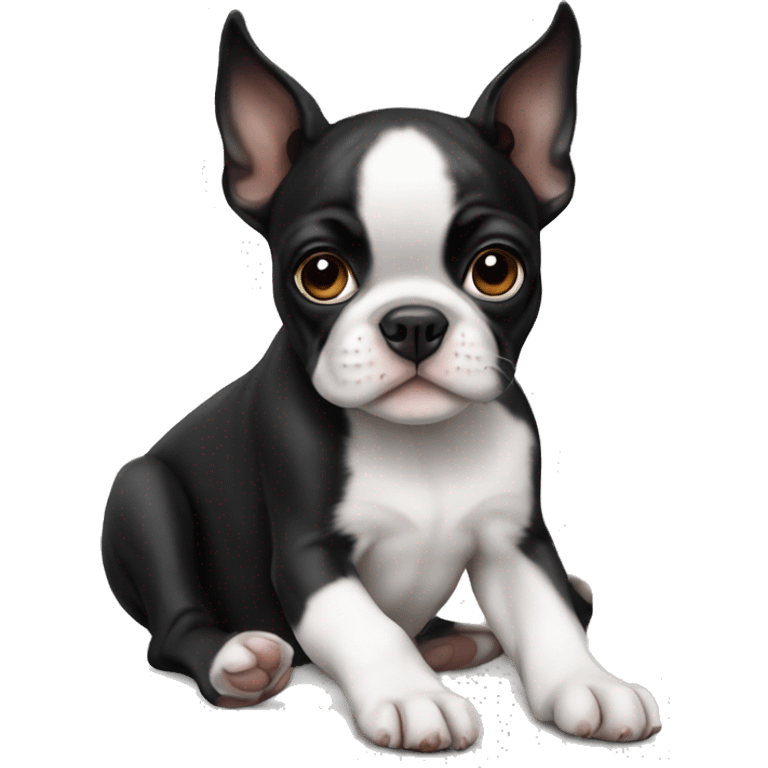 Boston terrier puppy laying emoji