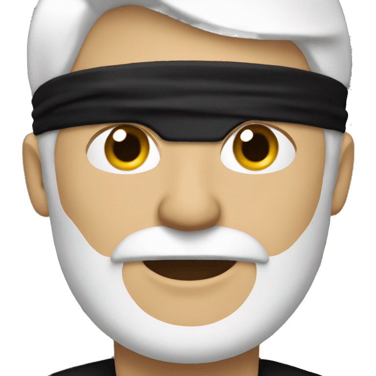 White haired man with a black blindfold  emoji