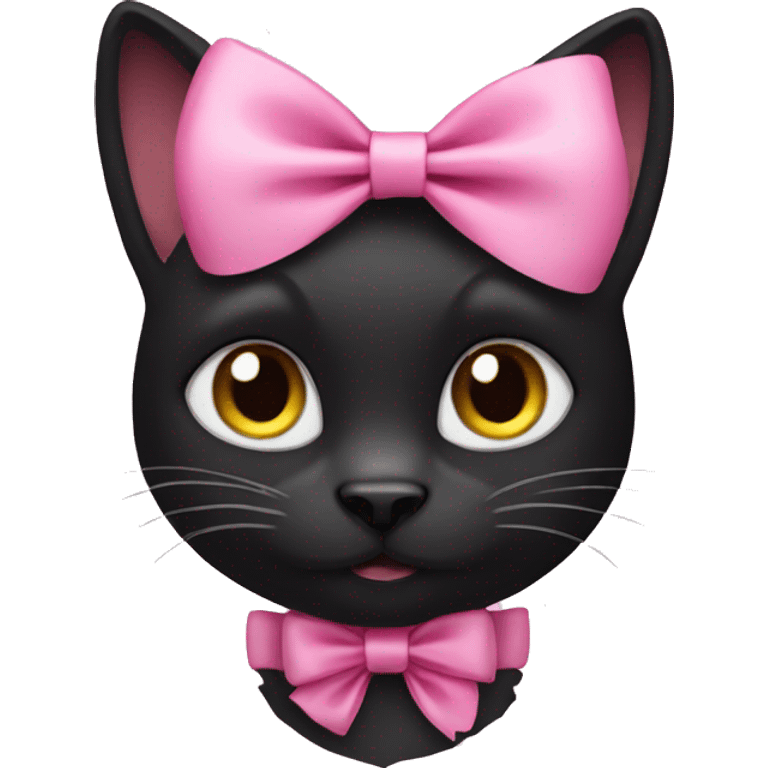 Black cat with pink bow emoji