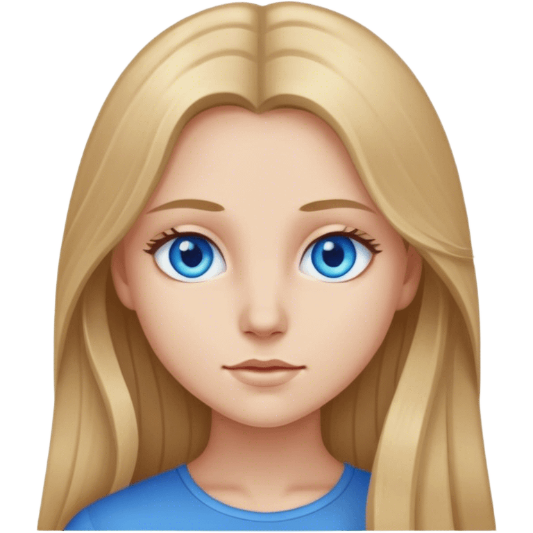 Dark blond long hair girl with blue eyes  emoji